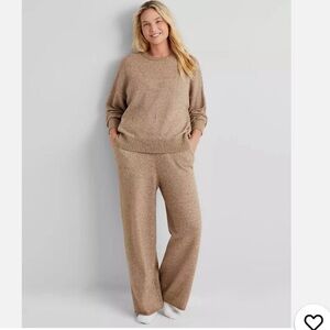 New! State of Day Women's Sweater Loungewear Set Taupe Heather Size XL